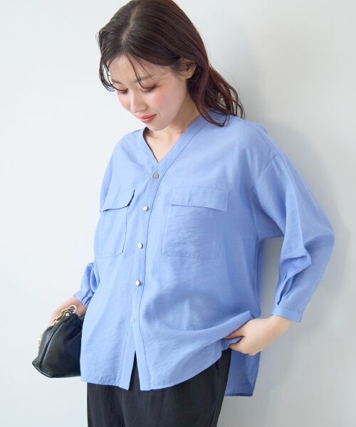 le.coeur blanc / ルクールブラン シャツ・ブラウス | ヴィンテージライクノーカラーブラウス | 詳細4