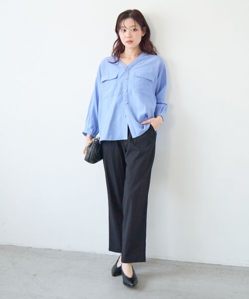 le.coeur blanc / ルクールブラン シャツ・ブラウス | ヴィンテージライクノーカラーブラウス | 詳細9