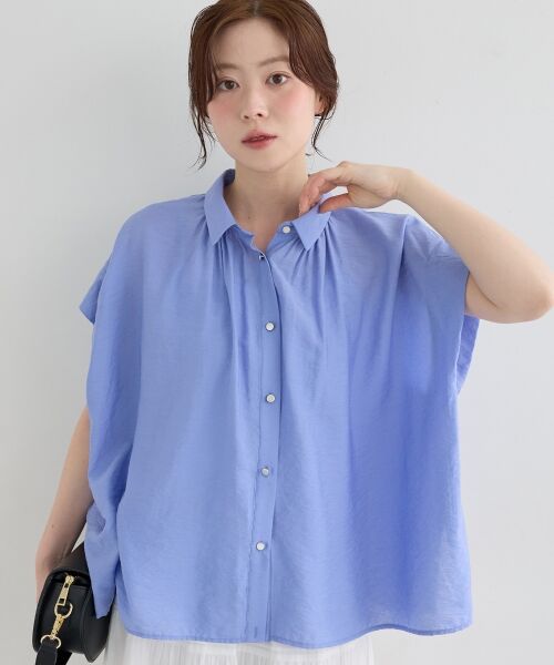 le.coeur blanc / ルクールブラン シャツ・ブラウス | ヴィンテージライクフレンチブラウス（Ｌ／ブルー）