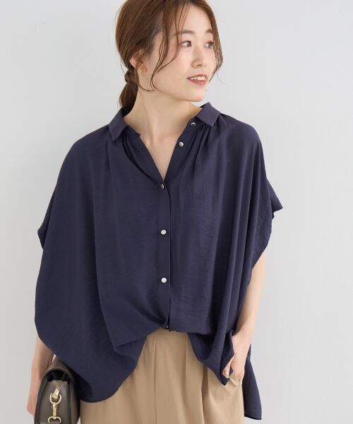 le.coeur blanc / ルクールブラン シャツ・ブラウス | ヴィンテージライクフレンチブラウス（ネイビー）