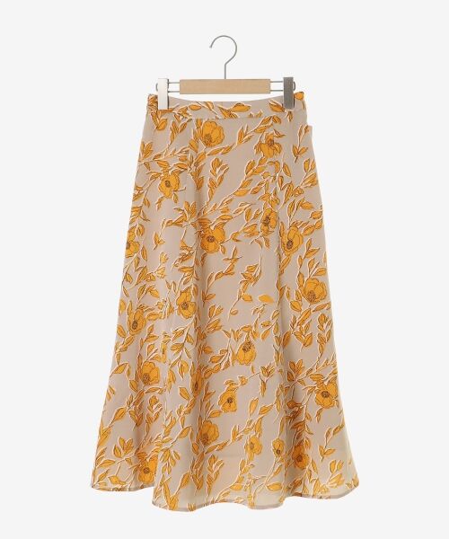 le.coeur blanc / ルクールブラン ロング・マキシ丈スカート | 【日本製】サテンフラワープリントフレアスカート | 詳細1