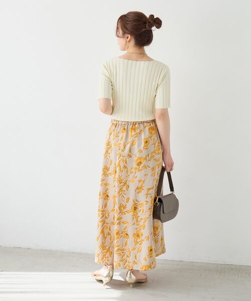 le.coeur blanc / ルクールブラン ロング・マキシ丈スカート | 【日本製】サテンフラワープリントフレアスカート | 詳細11