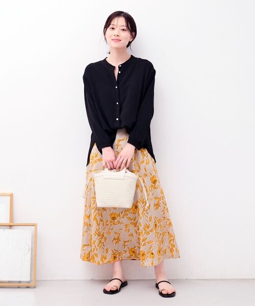 le.coeur blanc / ルクールブラン ロング・マキシ丈スカート | 【日本製】サテンフラワープリントフレアスカート | 詳細14