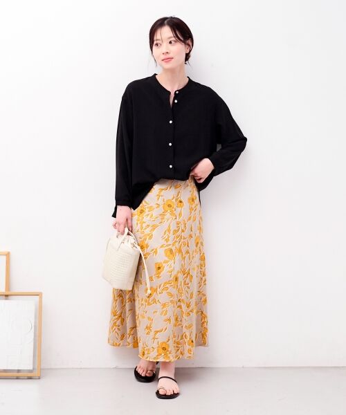 le.coeur blanc / ルクールブラン ロング・マキシ丈スカート | 【日本製】サテンフラワープリントフレアスカート | 詳細16