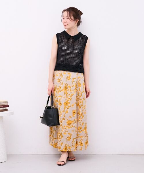 le.coeur blanc / ルクールブラン ロング・マキシ丈スカート | 【日本製】サテンフラワープリントフレアスカート | 詳細17