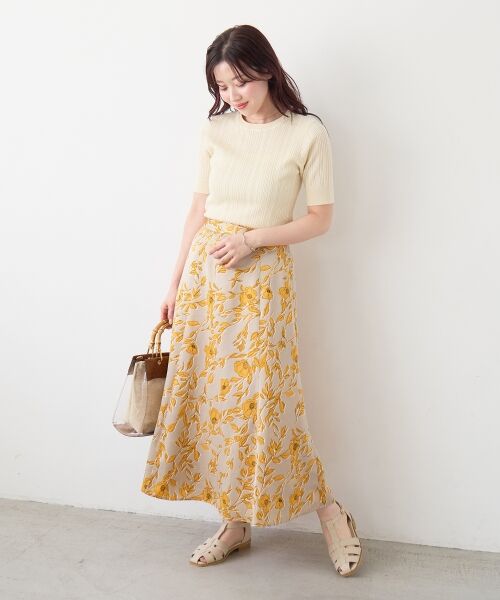 le.coeur blanc / ルクールブラン ロング・マキシ丈スカート | 【日本製】サテンフラワープリントフレアスカート | 詳細20