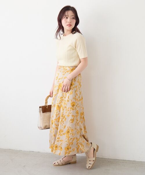 le.coeur blanc / ルクールブラン ロング・マキシ丈スカート | 【日本製】サテンフラワープリントフレアスカート | 詳細21