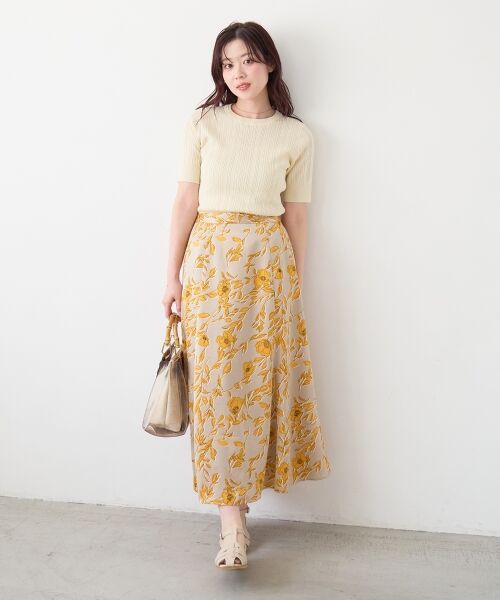le.coeur blanc / ルクールブラン ロング・マキシ丈スカート | 【日本製】サテンフラワープリントフレアスカート | 詳細22