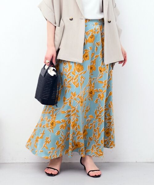 le.coeur blanc / ルクールブラン ロング・マキシ丈スカート | 【日本製】サテンフラワープリントフレアスカート | 詳細26