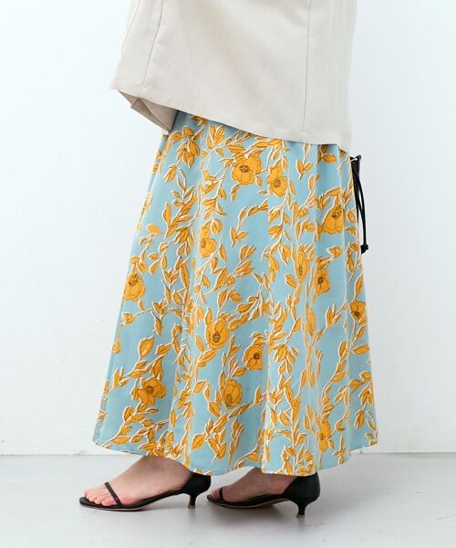 le.coeur blanc / ルクールブラン ロング・マキシ丈スカート | 【日本製】サテンフラワープリントフレアスカート | 詳細27