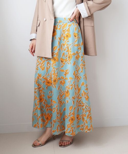 le.coeur blanc / ルクールブラン ロング・マキシ丈スカート | 【日本製】サテンフラワープリントフレアスカート | 詳細28