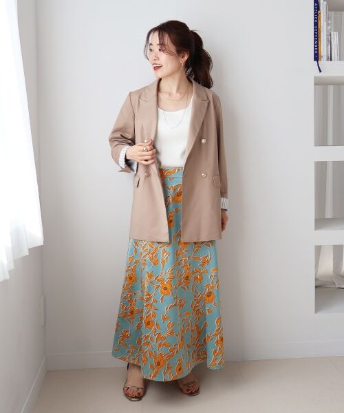 le.coeur blanc / ルクールブラン ロング・マキシ丈スカート | 【日本製】サテンフラワープリントフレアスカート | 詳細30