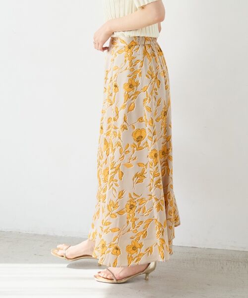 le.coeur blanc / ルクールブラン ロング・マキシ丈スカート | 【日本製】サテンフラワープリントフレアスカート | 詳細4