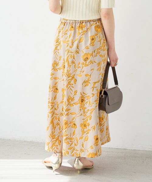 le.coeur blanc / ルクールブラン ロング・マキシ丈スカート | 【日本製】サテンフラワープリントフレアスカート | 詳細5
