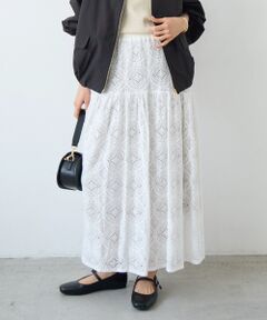 le.coeur blanc / ルクールブラン ロング・マキシ丈スカート | レースギャザーキリカエスカート