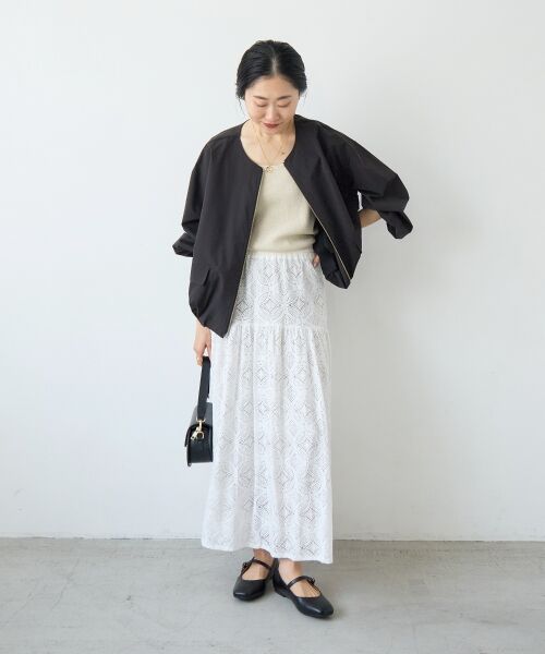 le.coeur blanc / ルクールブラン ロング・マキシ丈スカート | レースギャザーキリカエスカート | 詳細12
