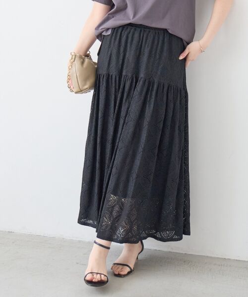 le.coeur blanc / ルクールブラン ロング・マキシ丈スカート | レースギャザーキリカエスカート | 詳細19