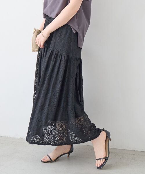 le.coeur blanc / ルクールブラン ロング・マキシ丈スカート | レースギャザーキリカエスカート | 詳細21