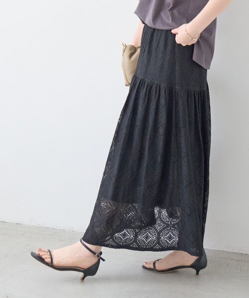 le.coeur blanc / ルクールブラン ロング・マキシ丈スカート | レースギャザーキリカエスカート | 詳細22