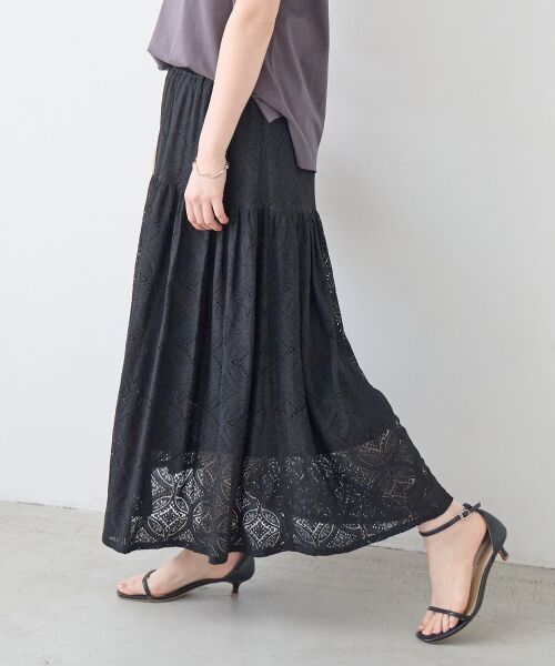 le.coeur blanc / ルクールブラン ロング・マキシ丈スカート | レースギャザーキリカエスカート | 詳細24