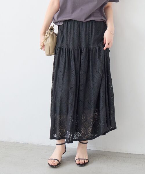 le.coeur blanc / ルクールブラン ロング・マキシ丈スカート | レースギャザーキリカエスカート | 詳細27