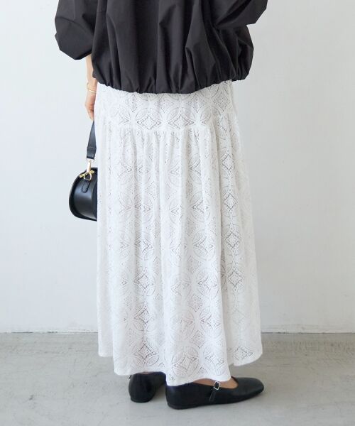le.coeur blanc / ルクールブラン ロング・マキシ丈スカート | レースギャザーキリカエスカート | 詳細6
