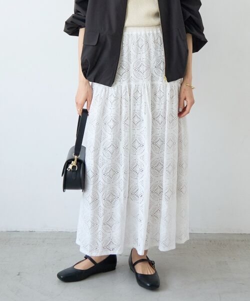 le.coeur blanc / ルクールブラン ロング・マキシ丈スカート | レースギャザーキリカエスカート | 詳細9