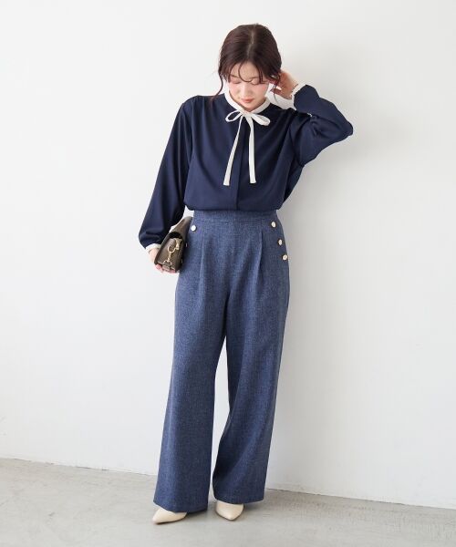 le.coeur blanc / ルクールブラン その他パンツ | 【日本製】メランジ調マリンワイドパンツ | 詳細3