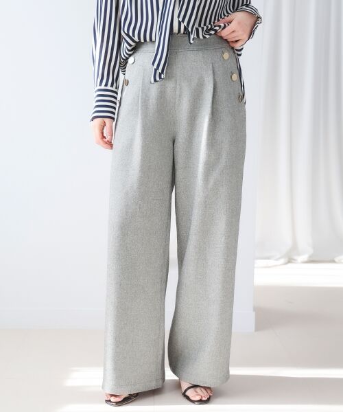 le.coeur blanc / ルクールブラン その他パンツ | 【日本製】メランジ調マリンワイドパンツ（Ｌ／グレー）