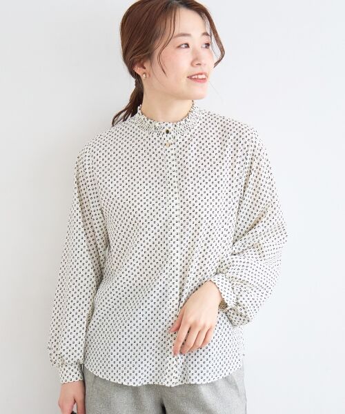 le.coeur blanc / ルクールブラン シャツ・ブラウス | 【日本製】シャーリングネック幾何柄ブラウス | 詳細23