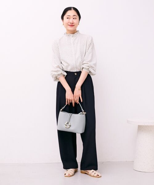 le.coeur blanc / ルクールブラン シャツ・ブラウス | 【日本製】シャーリングネック幾何柄ブラウス | 詳細6