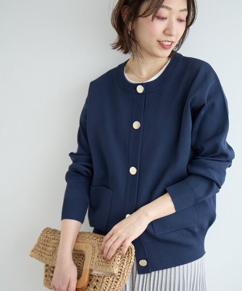 le.coeur blanc / ルクールブラン カーディガン・ボレロ | 《WEB限定アイテム》ウォッシャブルクルーネックカーディガン（ネイビー）