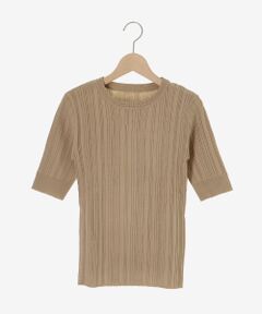 《WEB限定アイテム》ランダムリブハーフスリーブトップス