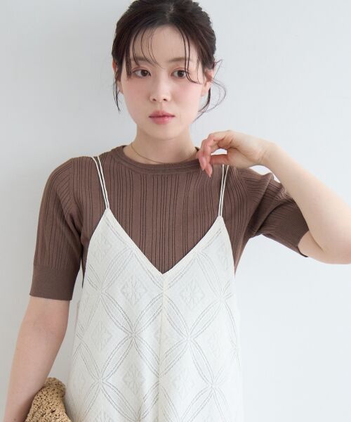le.coeur blanc / ルクールブラン カットソー | 《WEB限定アイテム》ランダムリブハーフスリーブトップス | 詳細3