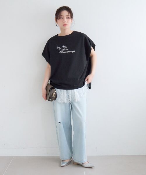 le.coeur blanc / ルクールブラン Tシャツ | 《WEB限定アイテム》ショルダータック箔プリントTシャツ | 詳細25