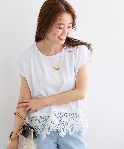le.coeur blanc / ルクールブラン Tシャツ | 《WEB限定アイテム》裾レースTシャツ | 詳細3