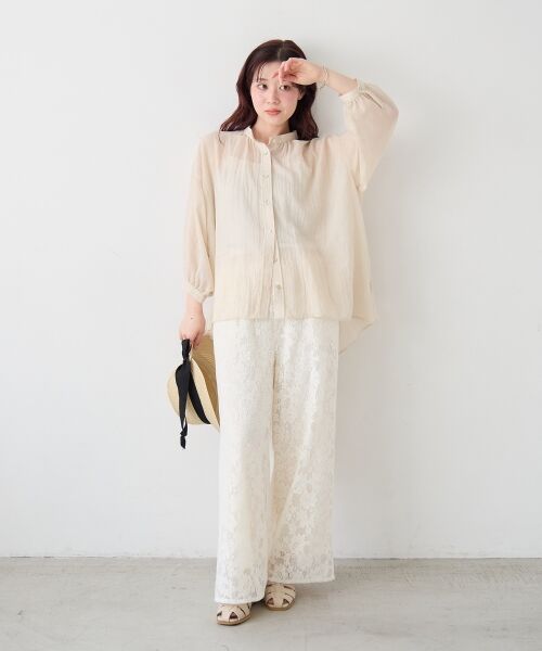 le.coeur blanc / ルクールブラン シャツ・ブラウス | 《WEB限定アイテム》バンドカラーガーゼブラウス | 詳細11