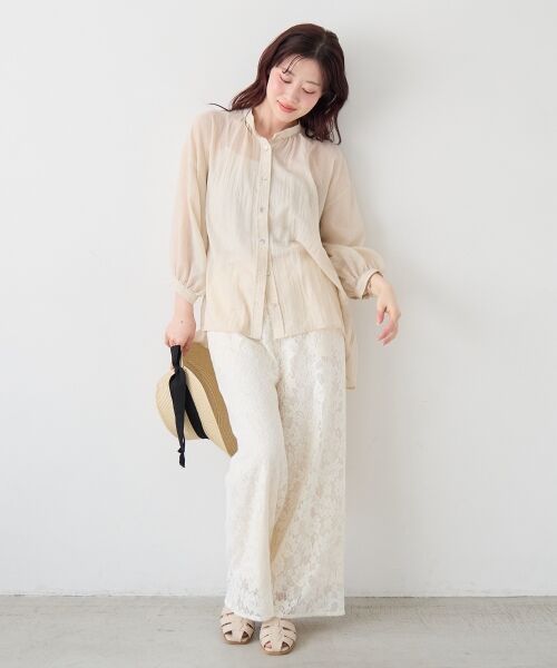 le.coeur blanc / ルクールブラン シャツ・ブラウス | 《WEB限定アイテム》バンドカラーガーゼブラウス | 詳細12