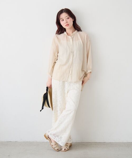 le.coeur blanc / ルクールブラン シャツ・ブラウス | 《WEB限定アイテム》バンドカラーガーゼブラウス | 詳細13