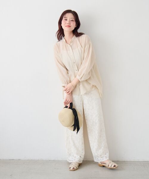 le.coeur blanc / ルクールブラン シャツ・ブラウス | 《WEB限定アイテム》バンドカラーガーゼブラウス | 詳細14