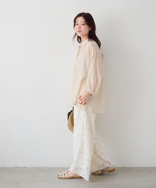 le.coeur blanc / ルクールブラン シャツ・ブラウス | 《WEB限定アイテム》バンドカラーガーゼブラウス | 詳細15