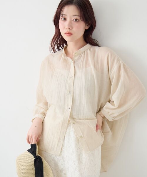 le.coeur blanc / ルクールブラン シャツ・ブラウス | 《WEB限定アイテム》バンドカラーガーゼブラウス | 詳細17