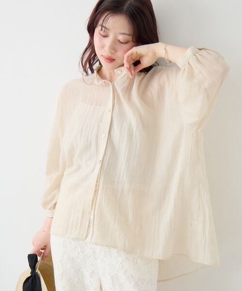 le.coeur blanc / ルクールブラン シャツ・ブラウス | 《WEB限定アイテム》バンドカラーガーゼブラウス | 詳細3