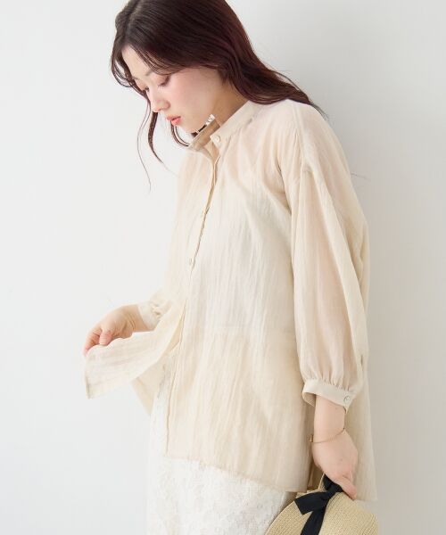 le.coeur blanc / ルクールブラン シャツ・ブラウス | 《WEB限定アイテム》バンドカラーガーゼブラウス | 詳細4