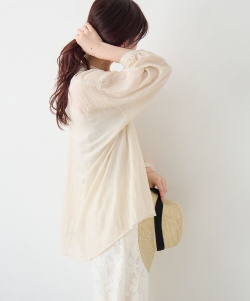 le.coeur blanc / ルクールブラン シャツ・ブラウス | 《WEB限定アイテム》バンドカラーガーゼブラウス | 詳細7