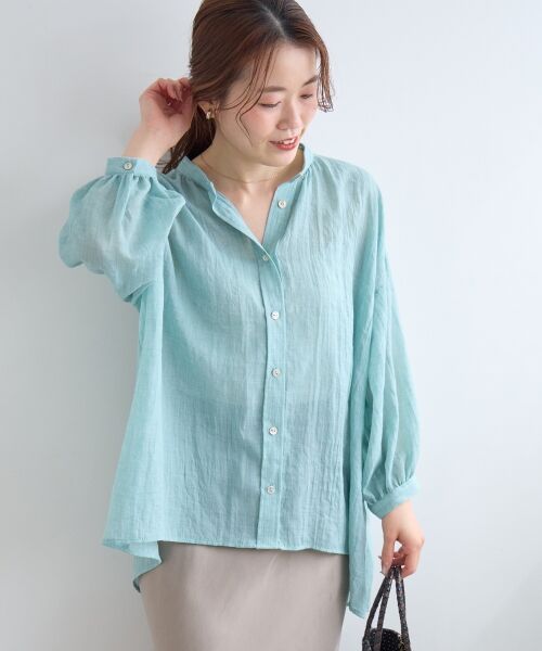 le.coeur blanc / ルクールブラン シャツ・ブラウス | 《WEB限定アイテム》バンドカラーガーゼブラウス（グリーン）