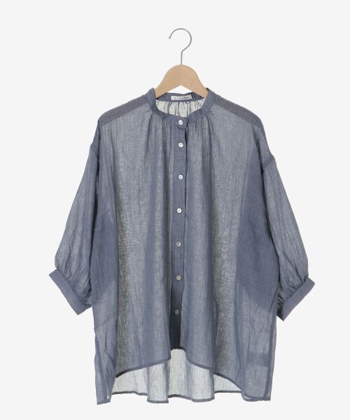 le.coeur blanc / ルクールブラン シャツ・ブラウス | 《WEB限定アイテム》バンドカラーガーゼブラウス（ネイビー）