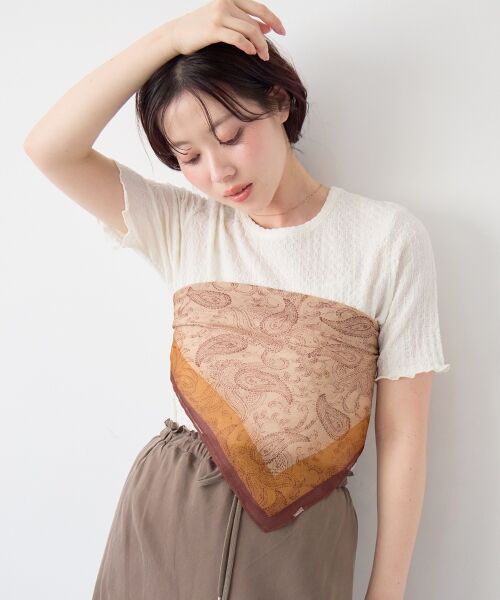 le.coeur blanc / ルクールブラン バンダナ・スカーフ | 《WEB限定アイテム》シフォンアソート柄スカーフ（ブラウン柄）