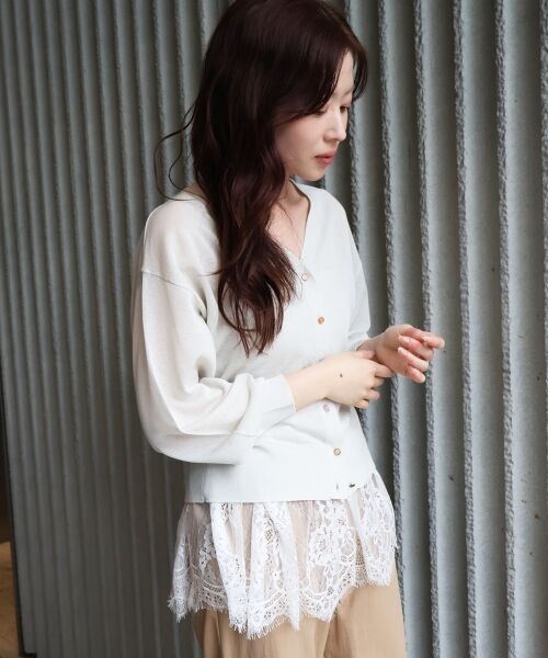 le.coeur blanc / ルクールブラン カーディガン・ボレロ | 【UVカット】Vネックジュエリーボタンカーディガン | 詳細5