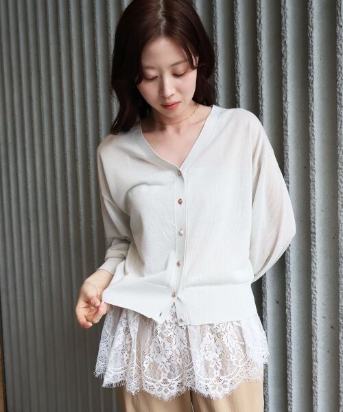le.coeur blanc / ルクールブラン カーディガン・ボレロ | 【UVカット】Vネックジュエリーボタンカーディガン | 詳細6